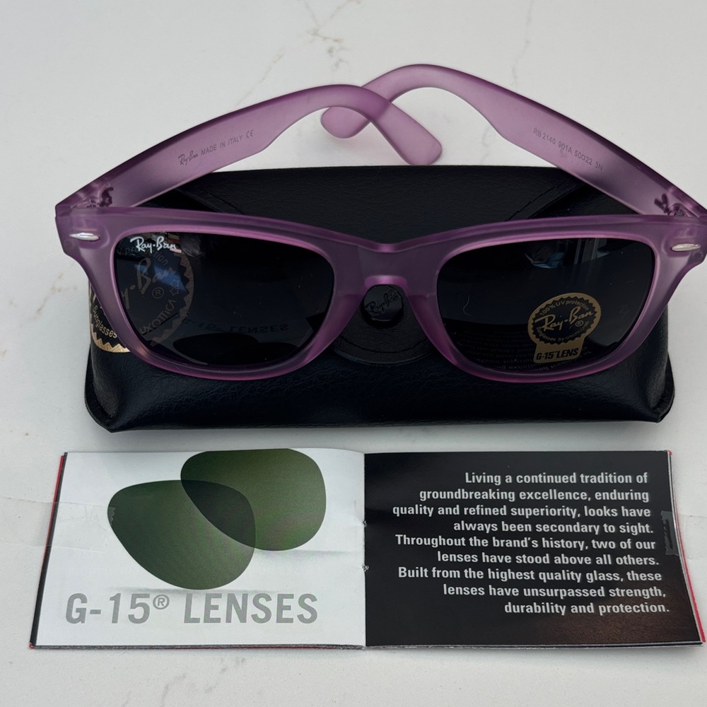 Ray‑Ban Purple Original Wayfarer Sunglasses with Case NWT - Picture 11 of 14